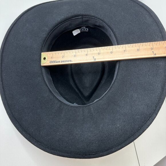NWOT Sturdy Black Teardrop Round Wide Brim Wool Fedora Unisex - Picture 12 of 15